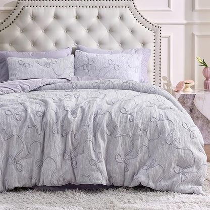 Bedsure Twin/Twin XL Comforter, GentleSoft™ 2 Pieces Bow Cute Bedding Purple Room Decor Aesthetic, Twin/Twin XL Bedding Gifts for Her, 1 Bed Purple Comforter, 1 Pillow Shams, 68x88 Inches