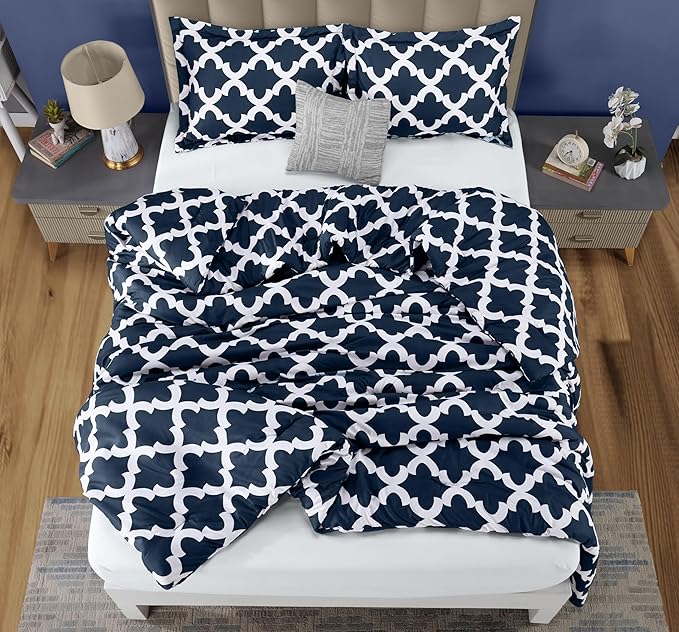 King Comforter Set 3 Piece Navy by Utopia Bedding, Printed Comforters King Size, Bedding Comforters Sets, Down Alternative Soft Bed Set, 1 Comforter (90 x 102 inches) 2 Pillow Shams (20 x 36 inches)