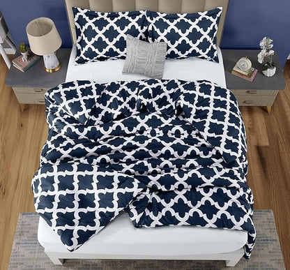 King Comforter Set 3 Piece Navy by Utopia Bedding, Printed Comforters King Size, Bedding Comforters Sets, Down Alternative Soft Bed Set, 1 Comforter (90 x 102 inches) 2 Pillow Shams (20 x 36 inches)