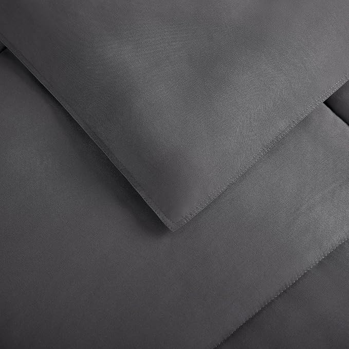 SERTA Simply Clean Ultra Soft Hypoallergenic Solid 3 Piece Comforter Set, King, Grey
