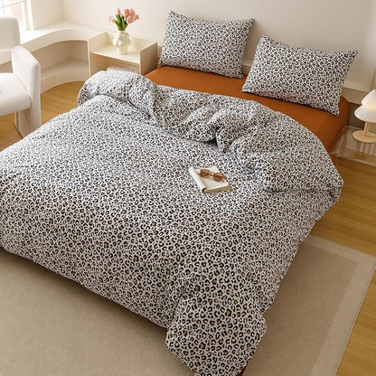 Cottonight Leopard Comforter Set King Animal Cheetah Print Bedding Set 3 Pieces Leopard Print Comforter Fluffy Soft Bedding Set Women Men King Comforter with 2 Pillowcases