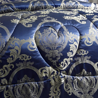 Royal Blue Twin Comforter Set All Season Silk Jacquard Bed Set, Lightweight Quilt, Ultra Soft Microfiber Bedding Comforter Sets with 2 Pillow Shams(Twin/Twin XL, 3 Pieces)