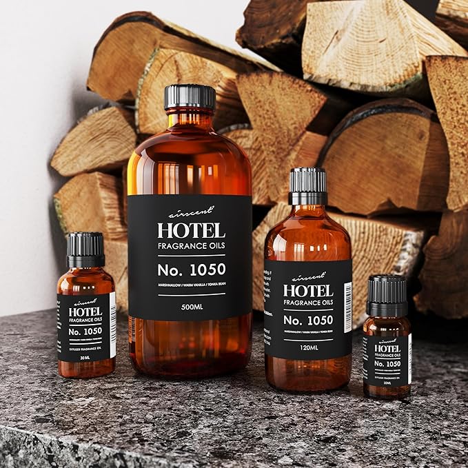 AirScent Warm Vanilla Ritzy Hotel Fragrance Oil No. 1050 - Marshmallow Vanilla Tonka Bean - Hotel Diffuser Oil for Ultrasonic and Waterless Diffusers and Crafting - 30 mL, 1 fl oz Dropper Bottle