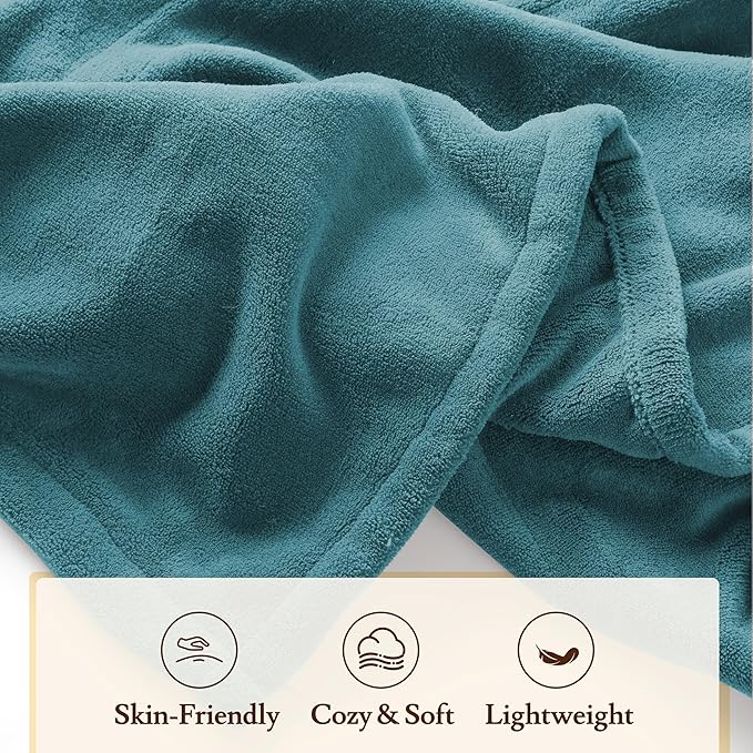 Electric Heated Blanket 50"x60" Throw Size Coral Fleece - 4 Heat Settings & 3H Auto Shut Off, Fast Heating, Machine Washable for Bed, Couch, Office - Teal