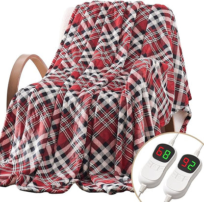 Homemate Electric Blanket Heated King Size - 100“x90“ Ultra Soft Cozy Flannel Heating Blanket with 10 Fast Heat Levels 8 Hours Auto Off Over-Heated Protection ETL Certification Keep Warm in Home