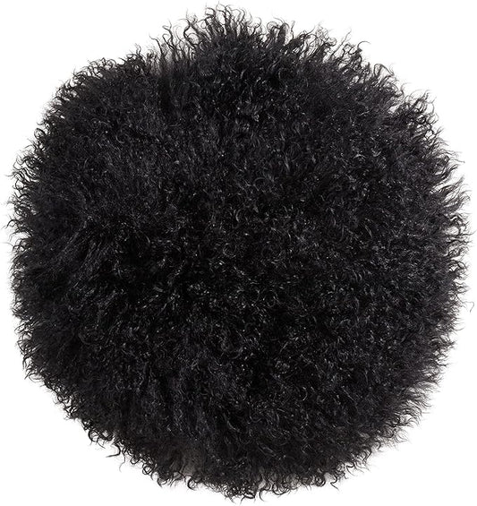 SARO LIFESTYLE Mongolian Lamb Fur Poly Filled Throw Pillow