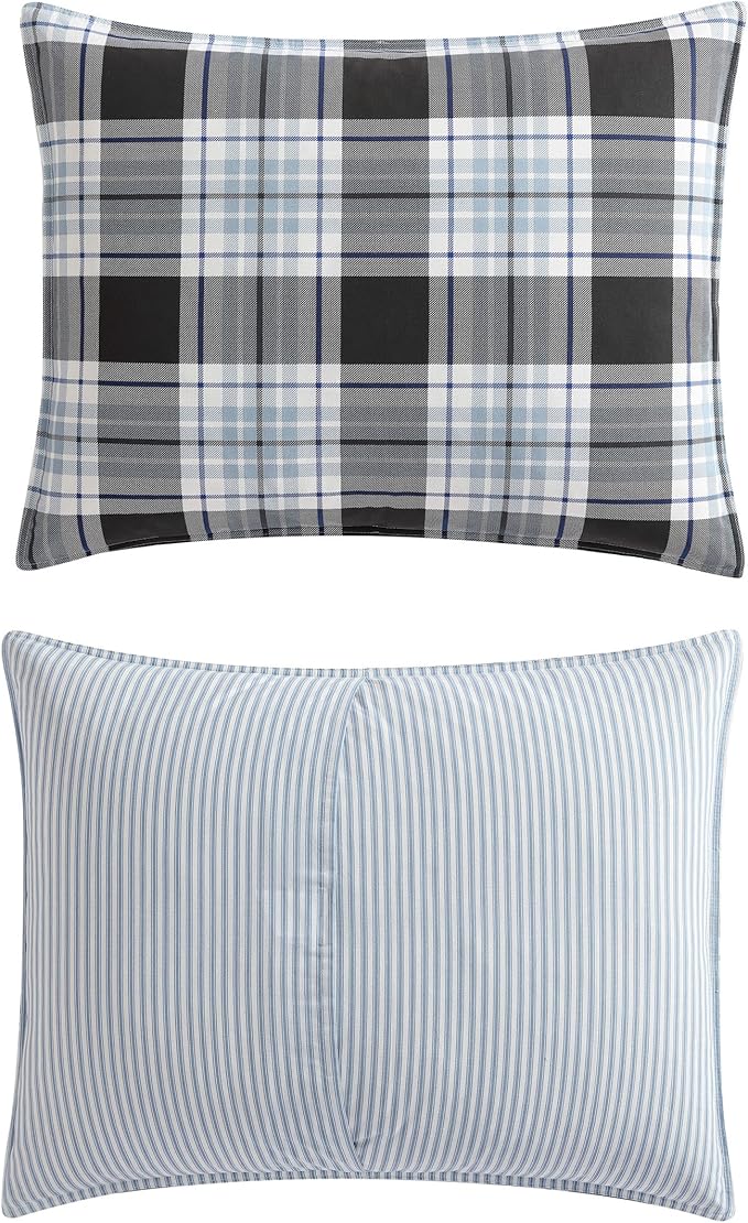 Eddie Bauer - King Comforter Set, Cotton Reversible Bedding with Matching Shams, Stylish Luxurious Bedding Set (Lewis Navy, King)