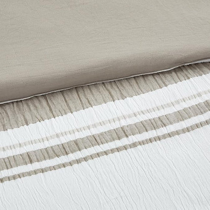 Modern Threads 5-Piece Jacquard Comforter Set, Lonnie Queen in White Taupe – Elegant Comforter, 2 Pillow Shams, and 2 Decorative Pillows