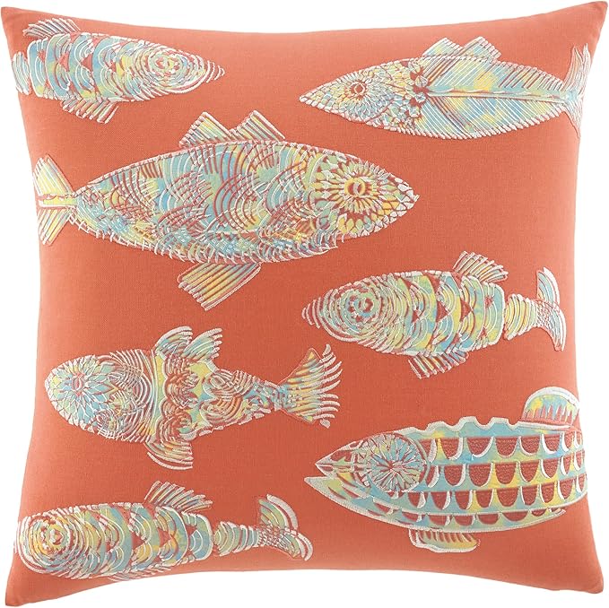 Tommy Bahama Throw Pillow Soft Cotton with Zipper Closure, Tropical Design, Ideal for Bed or Couch, 20" x 20", Multi Orange