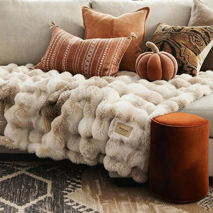 Bedsure GentleSoft Fluffy Fuzzy Tie-dye Taupe Throw Blanket for Bed, Soft Cozy Fleece Faux Fur Blanket for Couch, Taupe Room Decor Minky Velvet Sofa Cover, Women Gifts Thick Warm Plush Winter Bedding