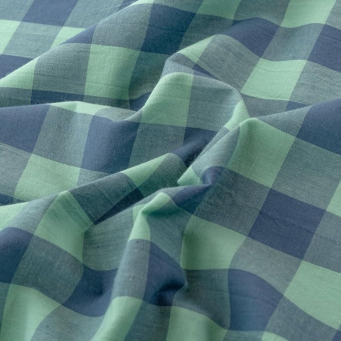 HighBuy King Comforter Set Turquoise Gingham Comforter for Women Men,Modern Geometric Plaid Comforter Set Fluffy Soft Grid Gingham Bedding Set Checkered Pattern Comforter with 2 Pillowcases