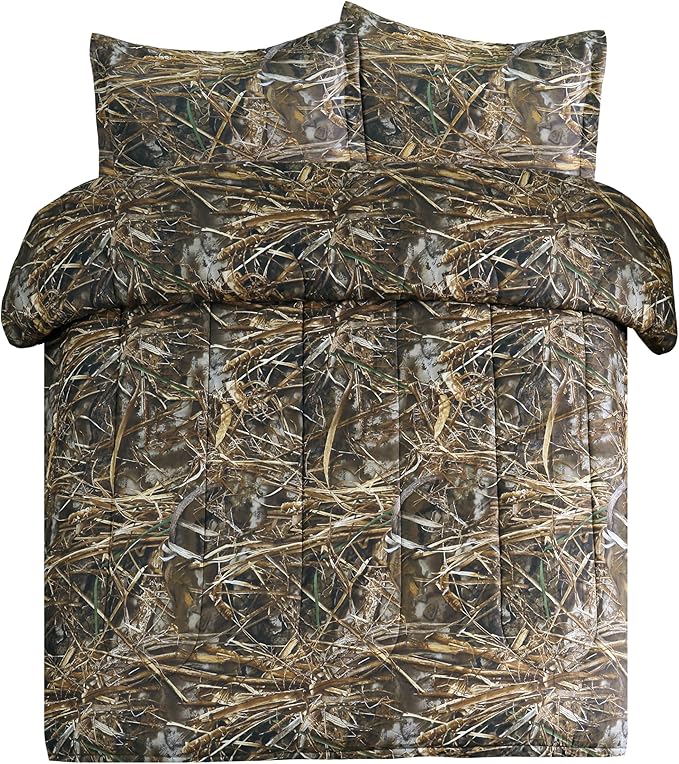VISI-ONE Realtree Max-7 Camo Queen 3 Piece Comforter Set – Universal Outdoor Bedding, Rustic Farmhouse Décor for Nature & Wildlife Lover, Ideal for RV, Cabin, Lodge, Ranch, Farmhouse & Modern Space
