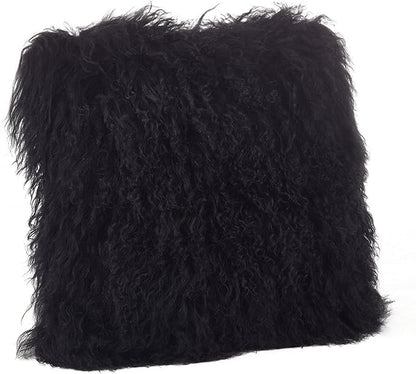 SARO LIFESTYLE Mongolian Lamb Fur Poly Filled Throw Pillow