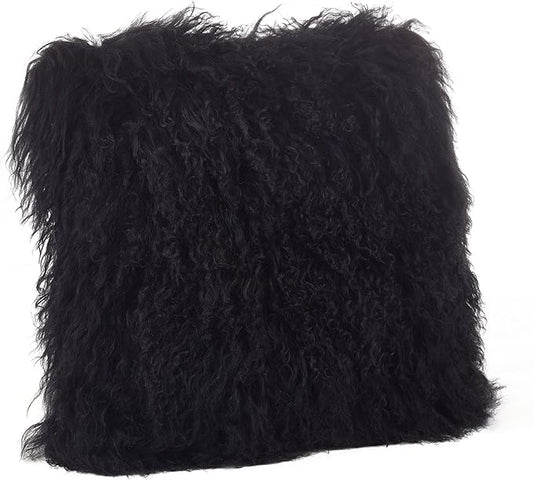 SARO LIFESTYLE Mongolian Lamb Fur Poly Filled Throw Pillow