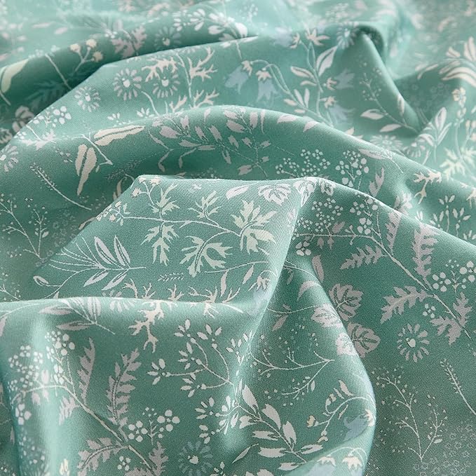 mixinni Sage Green Comforter Set Twin XL-Exquisite Floral Twin XL Size Comforter Set for All Seasons, 3 Pieces, 1 Wildflower Plants Comforter (68"x90") and 2 Pillow Cases (20"x26"), Sage Green