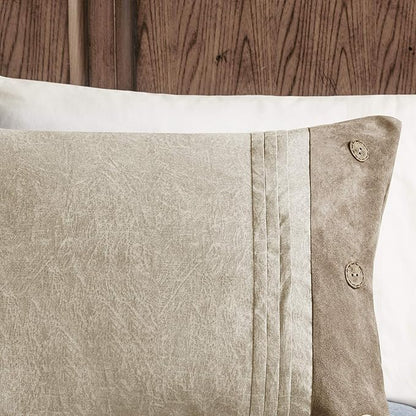 Madison Park Boone Cozy Comforter Set, Faux Suede, Deluxe Hotel Styling All Season Down Alternative Bedding Matching Shams, Decorative Pillow, Queen (90 in x 90 in), Rustic Tan 7 Piece