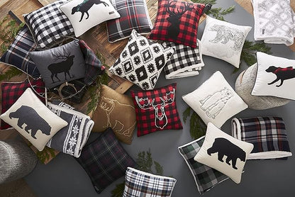 Eddie Bauer Home Throw Pillow with Zipper Closure, Perfect Luxurious Bedding Set for Bed or Sofa, 16" x 20", Bear Twill Black