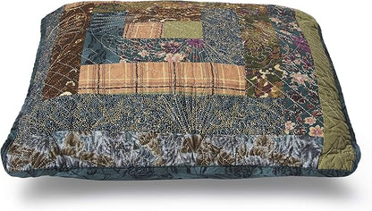 Donna Sharp Throw Pillow - Cabin Raising Pine Cone Lodge Decorative Throw Pillow with Patchwork Pattern - Square