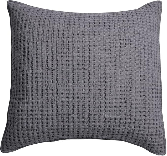 Levtex Home - Mills Waffle - Decorative Pillow - Poly Filled - Charcoal - Sham Size (20 x 20in.)