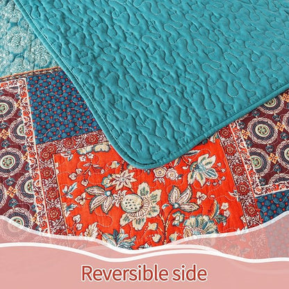BEDIFANY 3 Pieces Cotton King Size Quilt Sets, Lightweight Bedspread King Size Soft Farmhouse King Quilt Bedding Sets for Bed Decorations for All Seasons,Orange