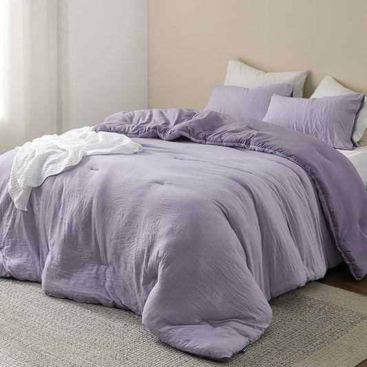 Bedsure Twin/Twin XL Comforter Set, Reversible Purple Soft Prewashed Bedding for All Seasons, 2 Pieces Warm Down Alternative Bed Set, 1 Lightweight Comforter (68"x88") and 1 Pillowcase