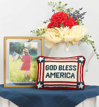 C&F Home Patriotic God Bless America Needlepoint Small Petite Mini Accent Pillow 6.5" x 9" Americana 4th of July Liberty USA Home Living Room Sofa Chair Couch Bed Bedroom Decor Decoration 6.5" x 9"
