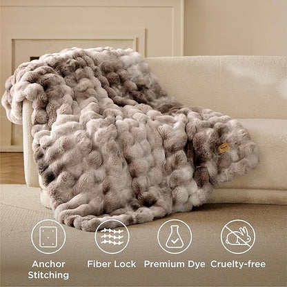Bedsure GentleSoft Fluffy Fuzzy Twin Blanket, Soft Cozy Fleece Faux Fur Blanket, Pink Decorations Minky Velvet Couch Cover, Thick Warm Plush Women Men Birthday Gifts, 870GSM, Tie-dye Brown