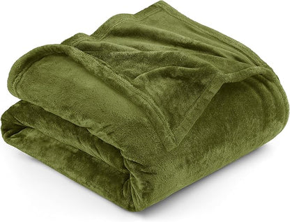 Utopia Bedding Fleece Blanket Queen Size Olive 300GSM Luxury Fuzzy Soft Anti-Static Microfiber Bed Blanket (90x90 Inch)