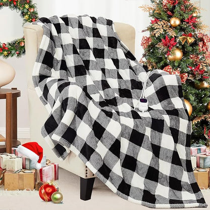 Homemate Electric Blanket Heated Throw - 50“x60“ Ultra Soft Cozy Flannel Heating Blanket with 10 Fast Heat Levels 8 Hours Auto Off Over-Heated Protection ETL Certification Keep Warm in Home Office