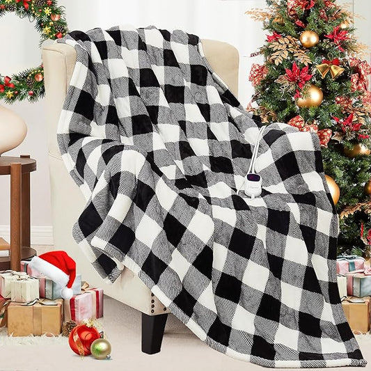 Homemate Electric Blanket Heated Twin Size - 62“x84“ Ultra Soft Cozy Flannel Heating Blanket with 10 Fast Heat Levels 8 Hours Auto Off Over-Heated Protection ETL Certification Keep Warm in Home