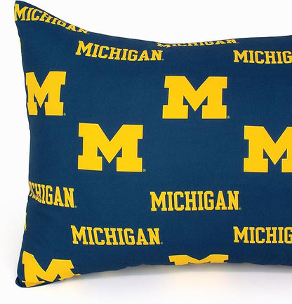 College Covers Everything Comfy Michigan Wolverines Pillowcase Pair, Standard, 20" x 30", Includes 2 Pillowcases
