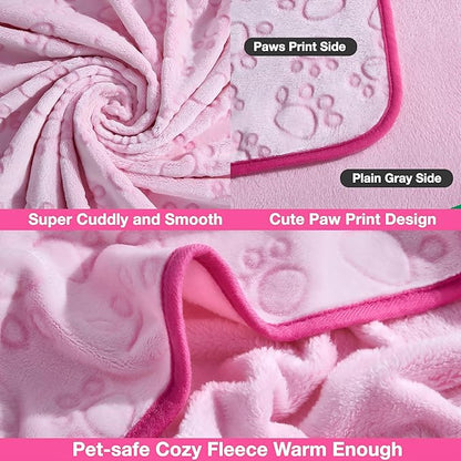 Stuffed 3pcs Premium Soft Dog Blankets for Small Dogs, Cat Blanket Calming Washable for Bed Couch Crate Protection Cover, Dog Puppy Kitten Essentials Christmas Dog Gifts, 24 * 16 inches, Pink