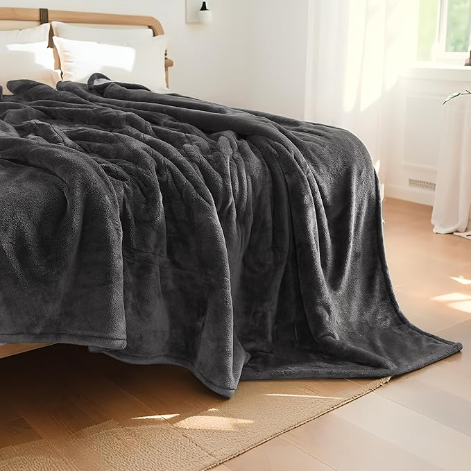 Electric Heated Blanket Queen Size 84"x90", Soft Plush Microplush for Bed, Dual Controllers & Heating Zones, 10Hs Auto Off & 4 Heating Levels, Machine Washable, Gifts for Family-Dark Gray