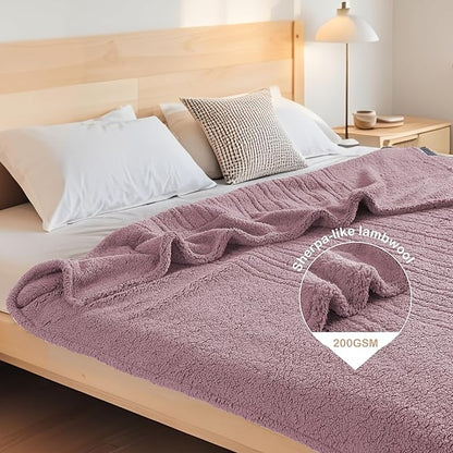 Electric Heated Blanket Queen Size 84"×90" Dual Control, 9 Heating Settings & 1-10Hs Auto Off, Overheat Protect, Double-Sided Sherpa, for Couch & Bed, Machine Washable Light Purple