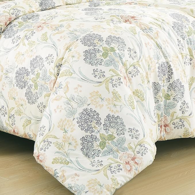 Chezmoi Collection Alyssa 3-Piece Boho Floral Comforter Set, Full - Floral Medallion Multicolor Blue Green Red Yellow White Printed Microfiber Lightweight Bedding Set