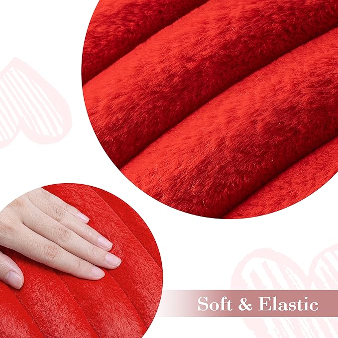 AELS Heart Shaped Pillow, Set of 2, Heart Decorative Throw Pillows, Faux Fur Love Pillows, Cute Valentines Day Decorations, Wedding Decor, Living Room Bedroom Nursery Decor, Red, L & M