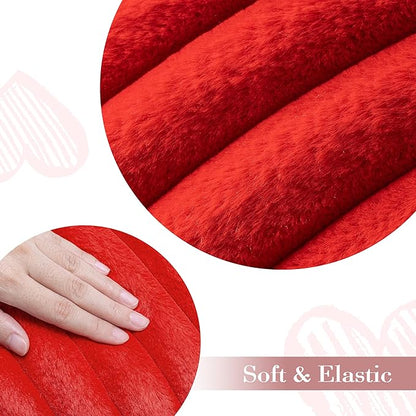 AELS Heart Shaped Pillow, Set of 2, Heart Decorative Throw Pillows, Faux Fur Love Pillows, Cute Valentines Day Decorations, Wedding Decor, Living Room Bedroom Nursery Decor, Red, L & M