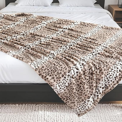 Electric Heated Blanket Full Size 72"x84",Fast Heating Throw, Soft Microplush for Bed & Couch, 1-10Hs Auto Off & 6 Heating Levels, Machine Washable, Gifts for Family-Leopard Print Beige