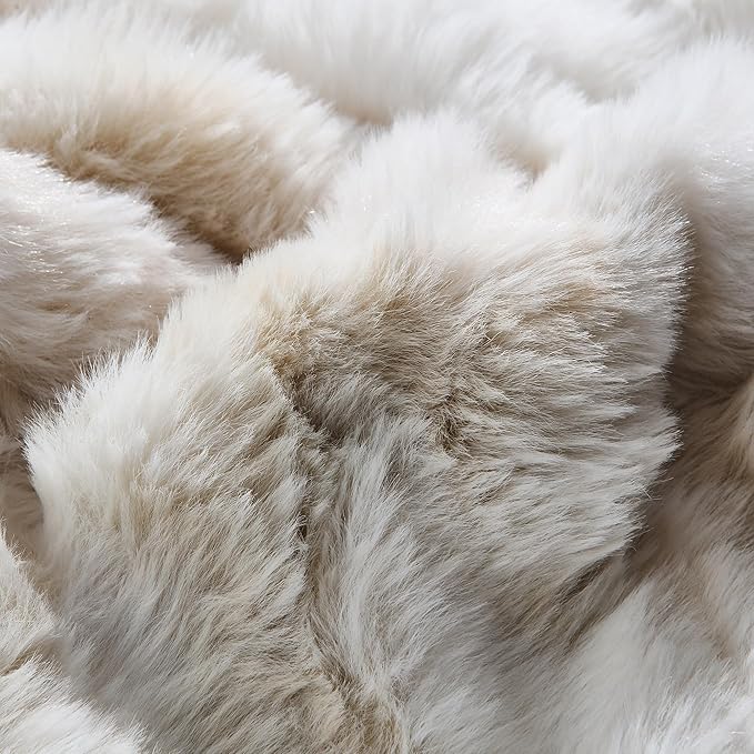 DAICO 3 Pieces Fluffy Faux Rabbit Fur Comforter Set Queen Size Tie Dyed Brown Plush Fuzzy Bubble Comforter Bedding Set Warm Cozy Bedding Comforter Sets for Winter, 1 Comforter and 2 Pillowcases
