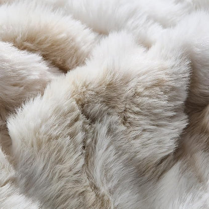 DAICO 3 Pieces Fluffy Faux Rabbit Fur Comforter Set Queen Size Tie Dyed Brown Plush Fuzzy Bubble Comforter Bedding Set Warm Cozy Bedding Comforter Sets for Winter, 1 Comforter and 2 Pillowcases