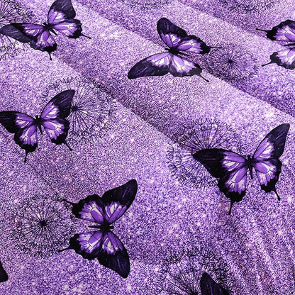 Violet Butterfly Comforter Set - King Size Kids Bedding with 1 Comforter and 2 Pillowcases - Butterfly & Dandelion Pattern All Season