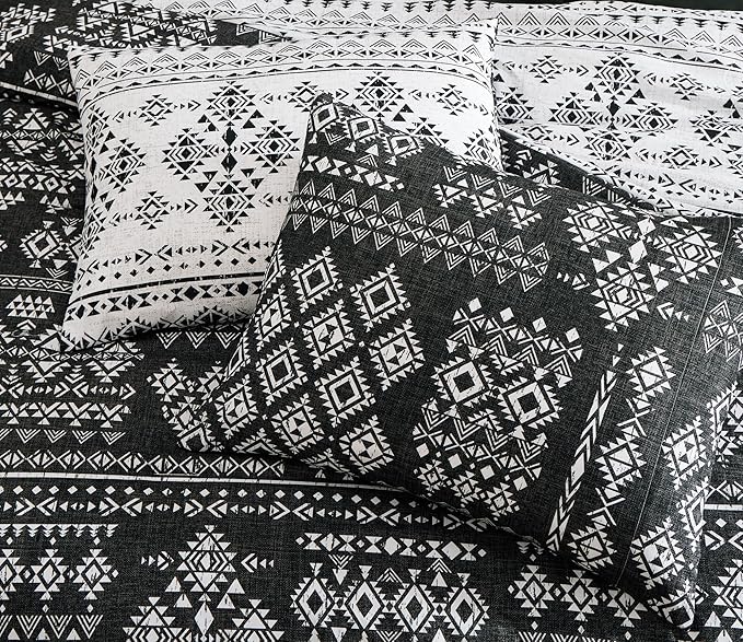 Geniospin Full Comforter Set - 7 Pieces Bed in a Bag, Comfortable Western Bedding Sets for All Seasons, Lightweight Soft Boho Comforter Bed Set with Sheets, Pillowcases & Shams