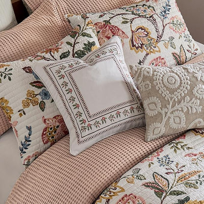 Levtex Home - Maileen Dusty Rose - Decorative Pillow (18 x 18in.) - Embroidered Floral - Pink, Green, White