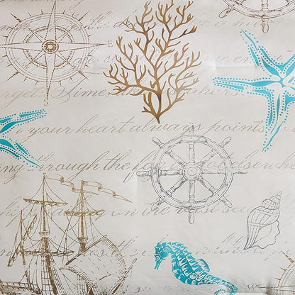 Coastal Comforter Set Queen, Beach Themed Comforters,7 Pieces Ocean Starfish Bed in a Bag Nautical Bedding with Sheets for Spring Summer