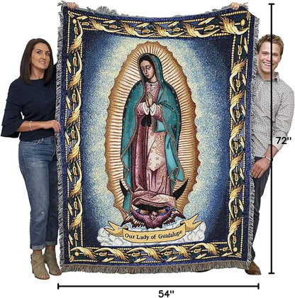 Our Lady Of Guadalupe - Nuestra Señora de Guadalupe - Catholic Mexicans Mexico - Religious Gift Tapestry Throw Woven from Cotton - Made in the USA (72x54)