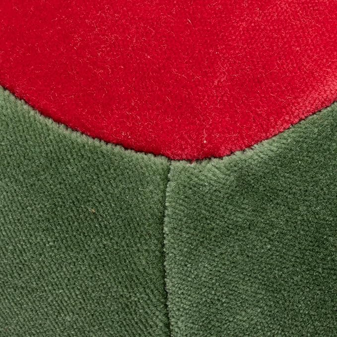 Creative Co-Op Cotton Velvet Olive Shaped Pillow, Green and Red