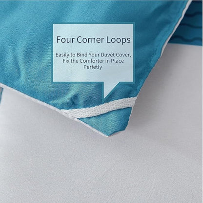 RYNGHIPY 8 Pieces Teal Grey Full Bed Comforter Sets, Soft All Season Boys Men Women Comforter Bedding Set, Turquoise Stripe Colorblock Bed in a Bag Lightweight Fluffy (Full,Teal Grey)