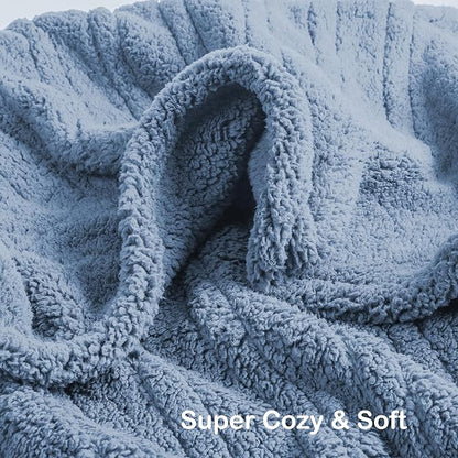 Electric Heated Blanket Full Size 72"×84" with 9 Heating Levels & 1-10Hs Auto Off，Double Sided Plush Sherpa, Energy Efficient, Machine Washable, for Couch & Bed, Light Blue