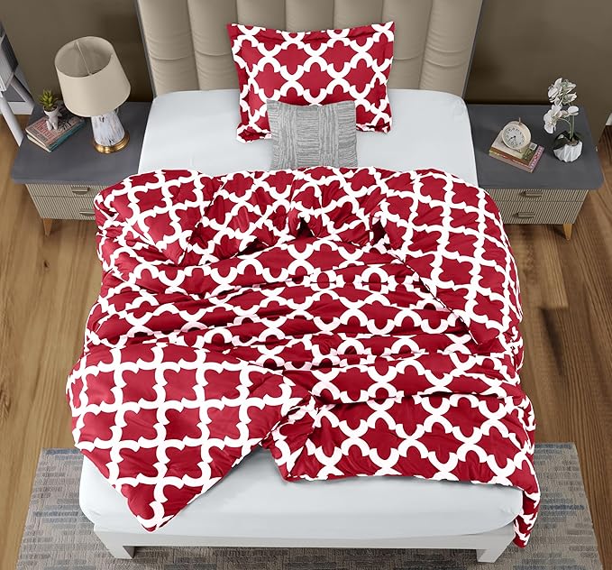 Twin Comforter Set 2 Piece Red by Utopia Bedding, Printed Comforters Twin Size, Bedding Comforters Sets, Down Alternative Soft Bed Set, 1 Comforter (64 x 88 inches) 1 Pillow Shams (20 x 26 inches)