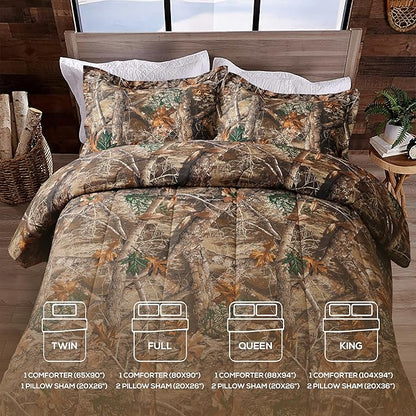 VISI-ONE Realtree Edge Camo King 3 Piece Comforter Set – Country Rustic Western Look with Farmhouse Appeal, All Season Fit for Lodge, Cabin, Nature-Lovers, Outdoor Enthusiasts & Modern Living Space